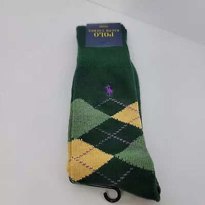 Polo Ralph Lauren Dress Socks Men's Green Yellow Purple Size 10-13 New Argyle • $11.66