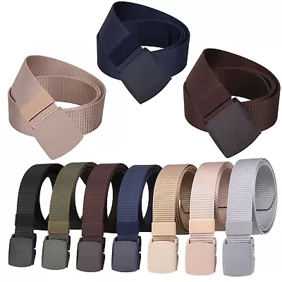 Unisex Nylon Canvas Tactical Webbing Belt Regular Military Style Sport Belts • £4.59