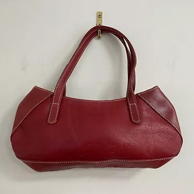 Oriano Handbag Clutch Bag Red Leather Small Zip Close • £23.99