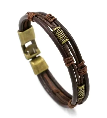 Mens Women Ladies Surfer Leather Cord Bracelet Wristband Boho Gift UK  • £3.99