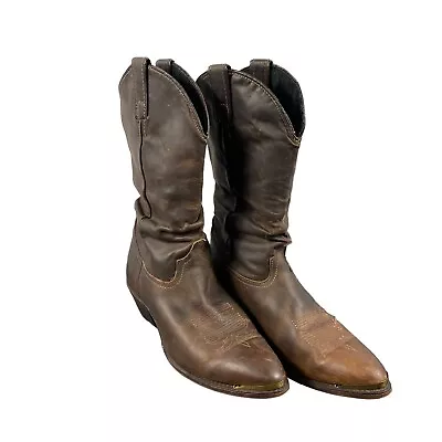 Laredo USA Made Brown Oiled Leather Western Cowgirl Cowboy Boots Women's Size 9 • $22.49