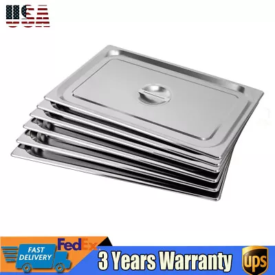 6Pcs Commercial Steam Table Lids Hotel Food 201 Stainless Steel Insert  • $46.55