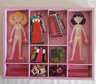 Melissa & Doug Abby & Emma Magnetic Wooden Dress Up Doll Set • $12.99