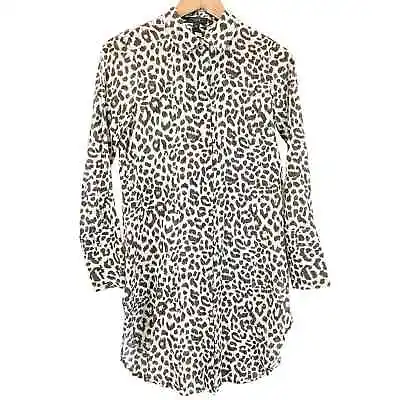 J. Crew Womens XXS Beach Shirt Cover-Up 100% Cotton Leopard Print Button Front  • $34.99