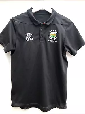 LINFIELD Football Training Shirt Umbro Black ALM Short Sleeve Mens XS • £12.95