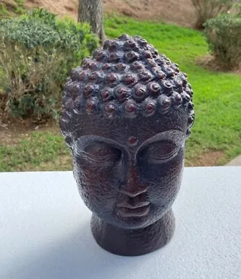 Zen Meditating Buddha Head Statue Tibetan Pottery 12 Tall Table Top Perfect Gift • $19.75