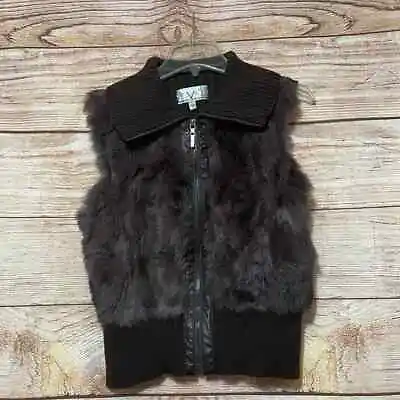 Vintage Brown Ribbed Back 100% Rabbit Fur Vest Size Large • $25