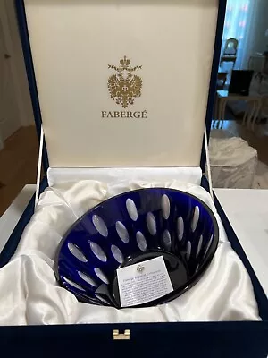 Fabergé Crystal Russian Cobalt Blue Bowl (in Original Box) • $1000