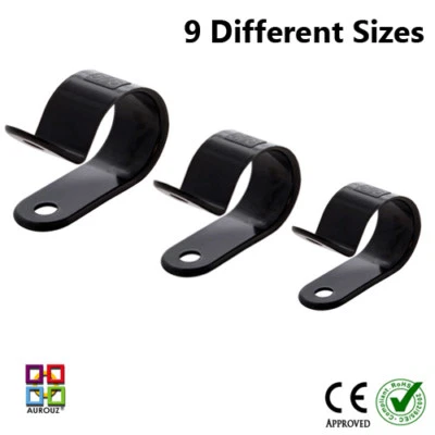 £0.99 • Buy Nylon Black Plastic P Clips - Mounting For Cable, Conduit, Tubing, Sleeving 