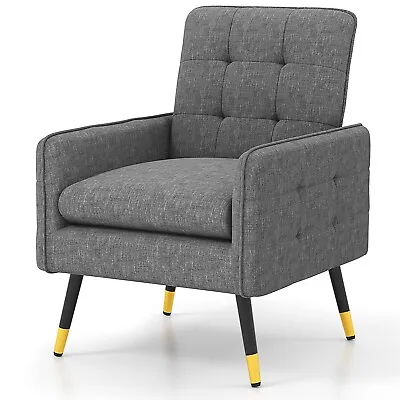 Modern Accent Chair Linen Fabric Upholstered Leisure Armchair Single Sofa Chair • £84.95