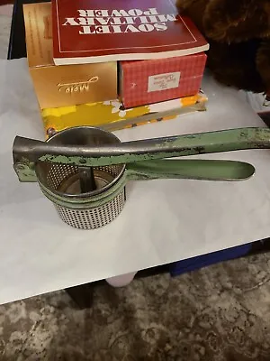 Old Vintage Potato Ricer Masher Green Metal Antique Retro Kitchen Gadget • $13.33