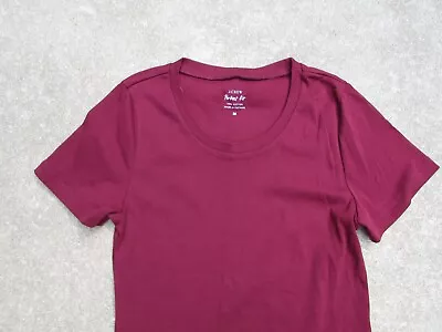 J. Crew Perfect Fit Dark Red Round Neck 100% Cotton Short Sleeve T-Shirt Size M • $13.50