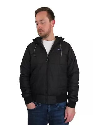 Patagonia Box Quilted Insulated Puffer Hoody Jacket Black Coat Mens Sz Small • $189.95