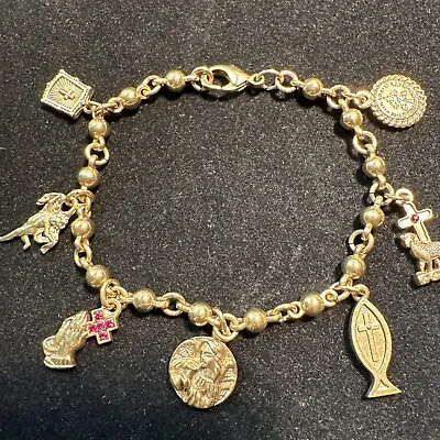 Vatican Library Collection Catholic Charm Bracelet Gold Tone • $26.95