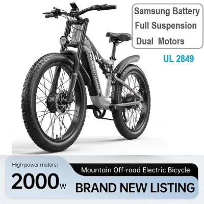 Shengmilo Electric Mountain Bike 26  2000W Full Suspension Fat Tyre E-Bike 35MPH • $1499