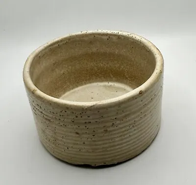 Vintage ZANESVILLE Homespun Stoneware Ribbed Pottery Planter 4104 Beige Glaze • $16.90