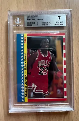 Michael Jordan Card ~ 1987-88 Fleer Stickers #2 ~ BGS 7 ~ CHECK PICTURES • $199.99