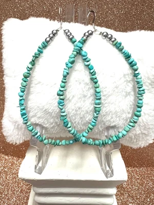 $22.49 • Buy Sterling Silver W Genuine Sleeping Beauty Turquoise Teardrop Earrings 3.5 Inch