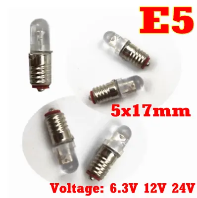 10pcs E5 Screw Base Miniature Instruction Light Bulb Lamp 5x17mm 6.3/12/24v • £4.13