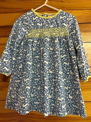 Baby Boden Mini Boden Smocked Bunny Rabbit Dress EUC Girls Blue Size 2/3 • $34.99