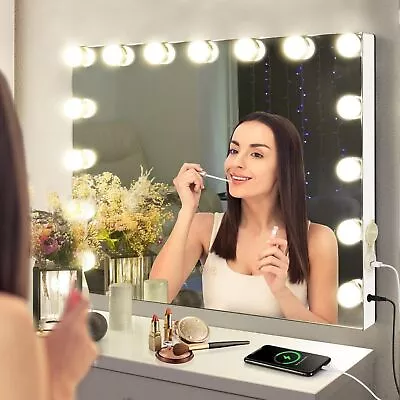 Hollywood Makeup Mirror With 15/18 LED Bulbs USB Charging Port Dimmable • $109