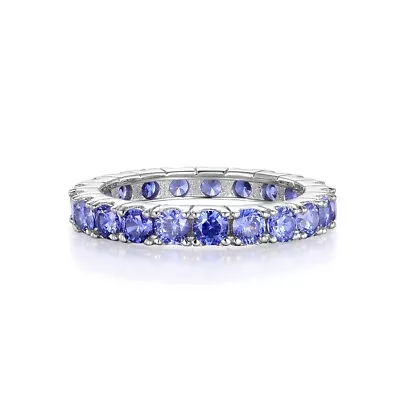 Ladies Hand Made Sterling Solid 925 Silver Purple Tanzanite Full Eternity Ring • £29.02