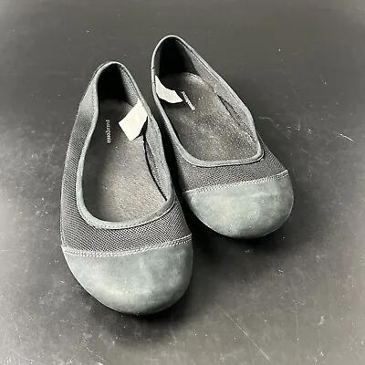 Patagonia Black Maha Performance Leather Slip-On Casual Ballet Flat Shoes Sz 9 • $24.99