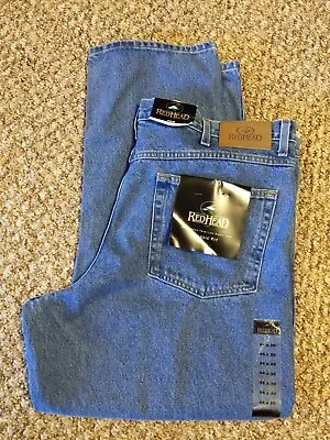 Redhead Men's 44x30 Classic Fit Jeans Straight Leg Stone Medium Wash New • $12.99