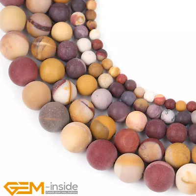 Natural Multi-Color Mookaite Jasper Gemstone Frosted Matte Round Beads Strand15  • $5.69