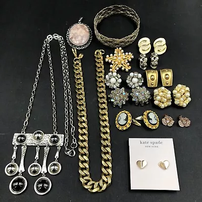 Vtg Jewelry Lot 14 Pc Necklaces Earrings Etc Some Signed For Wear Or Resale • $9.99