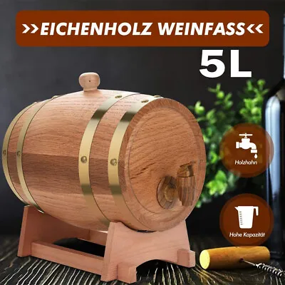 5 Liters Oak Wine Barrel Dispenser Wood Oak Timber Wine Barrel For Whiskey Beer • $65.59