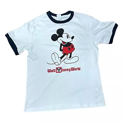 Disney Parks Walt Disney World Mickey Mouse Standing Ringer Shirt M READ • $33.96