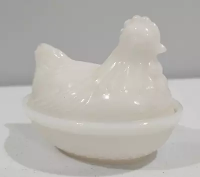 Vintage White Milk Glass 4  Chicken Hen On Nest Covered Candy/ Butter Dish • $12.71