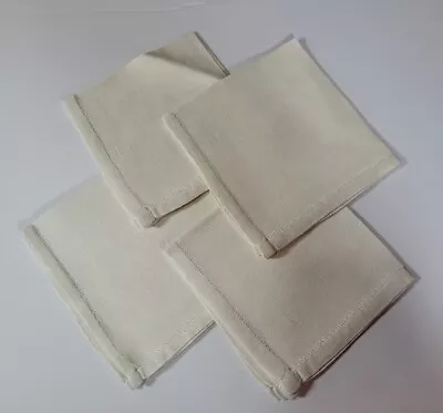 Vintage Plain White Cotton Napkins Set Of 4 12x12 • $8.99