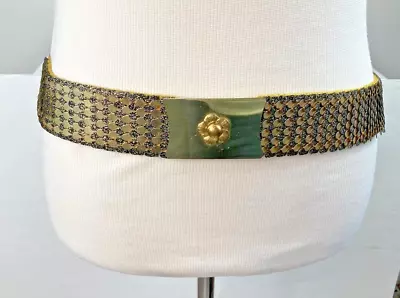 Vintage Gold Mermaid Waist Belt Elastic Stretch Metal Flower Buckle • $45