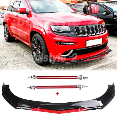 RED Front Bumper Lip Spoiler Splitter + Strut Rods For Jeep Grand Cherokee ZGZJ • $114.23