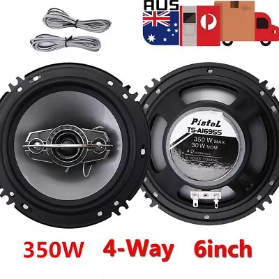 2Pcs 6  Inch Car Coaxial Speakers 4 Way 350W Stereo Super Bass Audio Cable Auto • $40.52