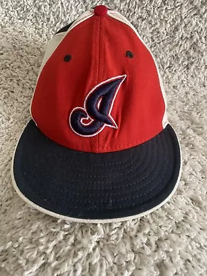Vintage New Era Cleveland Indians Hat Cap Adult Size 6 7/8 Blue USA Wool Mens*** • $23.85