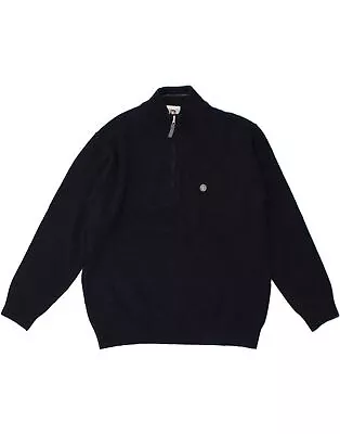 MURPHY & NYE Mens Zip Neck Jumper Sweater Large Navy Blue Wool AA15 • £24.20