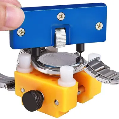 Watch Case Back Opener Adjustable Remover Screw Wrench And Watch Holder Tool • £8.49