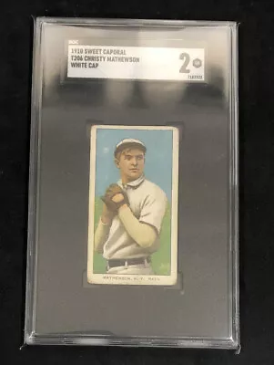 T206 Sweet Caporal Christy Mathewson White Cap Sgc 2 | 350 / 30 • $1900