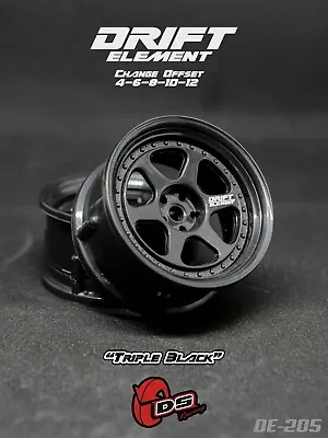 RC Car Wheel Rim Set 2pcs - DS Racing Drift Elements 2 DE-205 Changeable Offset • £12.99