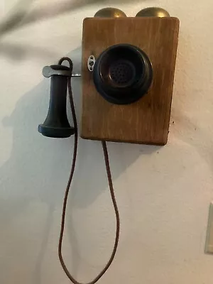 Vintage Western Electric Tiger Oak Wall 293A Telephone Set • $135