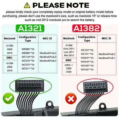 Replacement A1286 Battery For Apple MacBook Pro Unibody 15 Mid 2009 2010 A1321 • $24.99