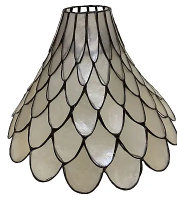 Vintage Capiz Shell Light Shade Scalloped Edge Unusual Art Pendant Shade VGC • £34.99