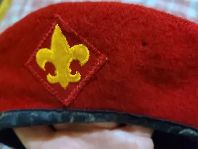 Vtg Official Headgear Boy Scouts Of America Red Wool Beret Hat/Cap Sz 6 7/8 - 7M • $15