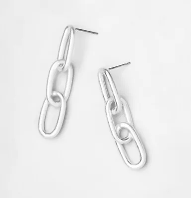 Plunder Design Fashion Jewelry Lucia Silver Stainless Steel Chain Link Earrings • $18.99