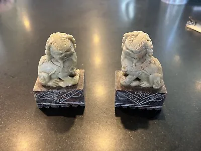Pair Of Small Soapstone Foo Dogs On Stands. • $35