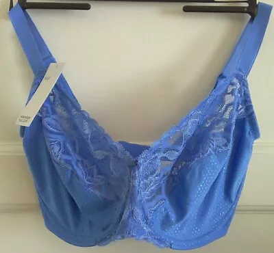 M&S  Fresh Blue  Underwired Non Padded Full Cup Minimiser Bra Size UK 36GG...NWT • $12.42