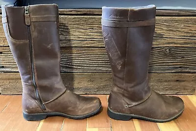 Eddie Bauer Women's Trace Boots Brown Waterproof Leather Side Zip Sz  11 • $29